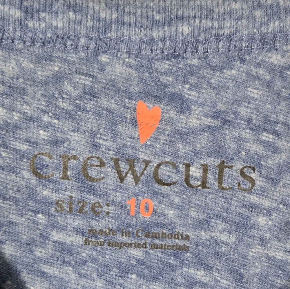 Crewcuts Girls Blue Heather Long Sleeve Lace‎ Heart Shirt NWT Size 10